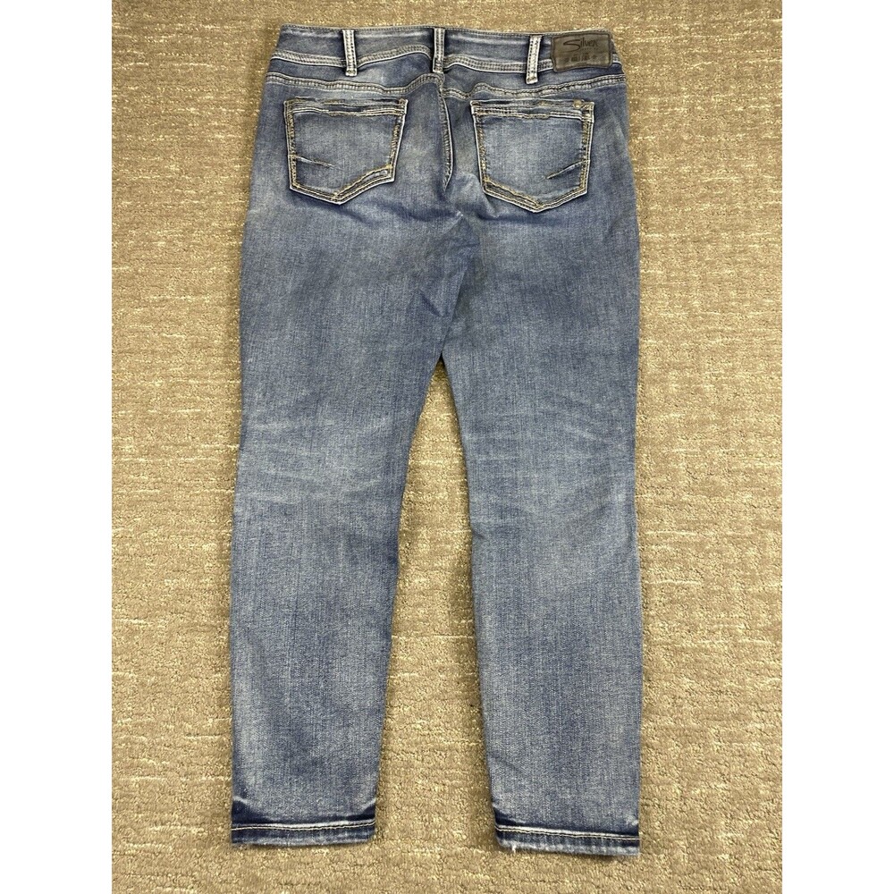 Silver Jeans Women's Washed Blue Elyse Ankle Skinny Jeans W 32 L27